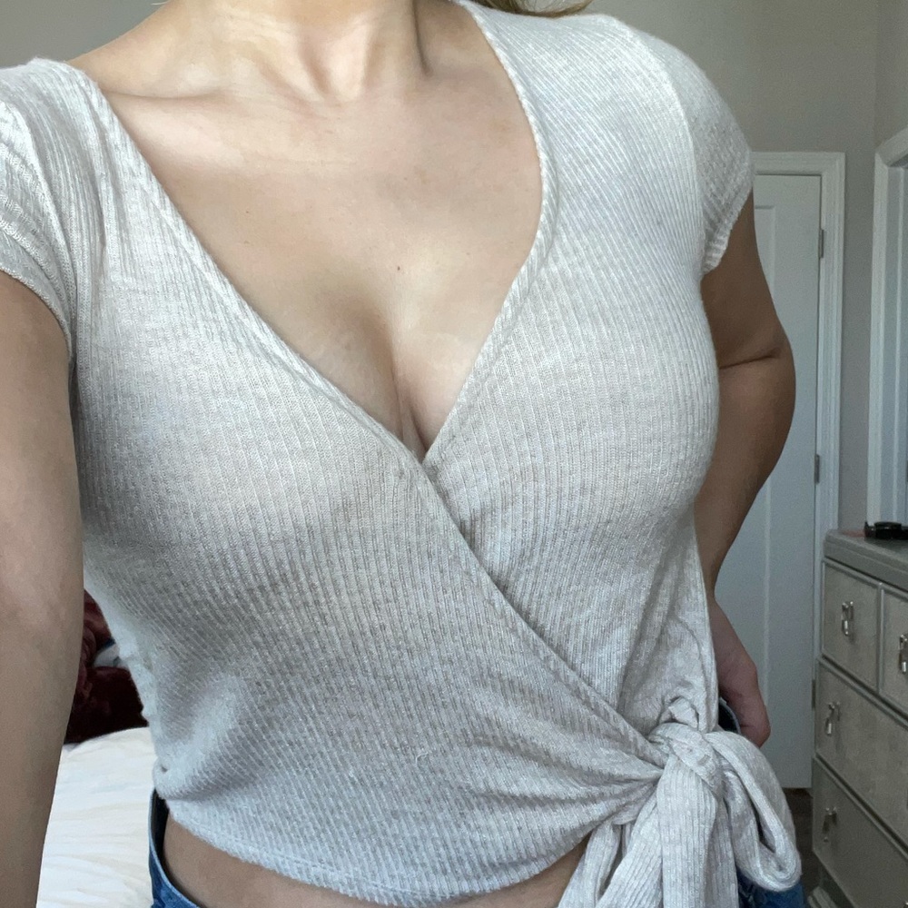 Urban Outfitters + Project Social T Cream Wrap Top